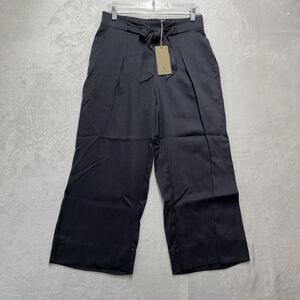 B. New York Tie Waist Culottes Women’s Sz Small Night Grey Wide Leg Pull On NEW